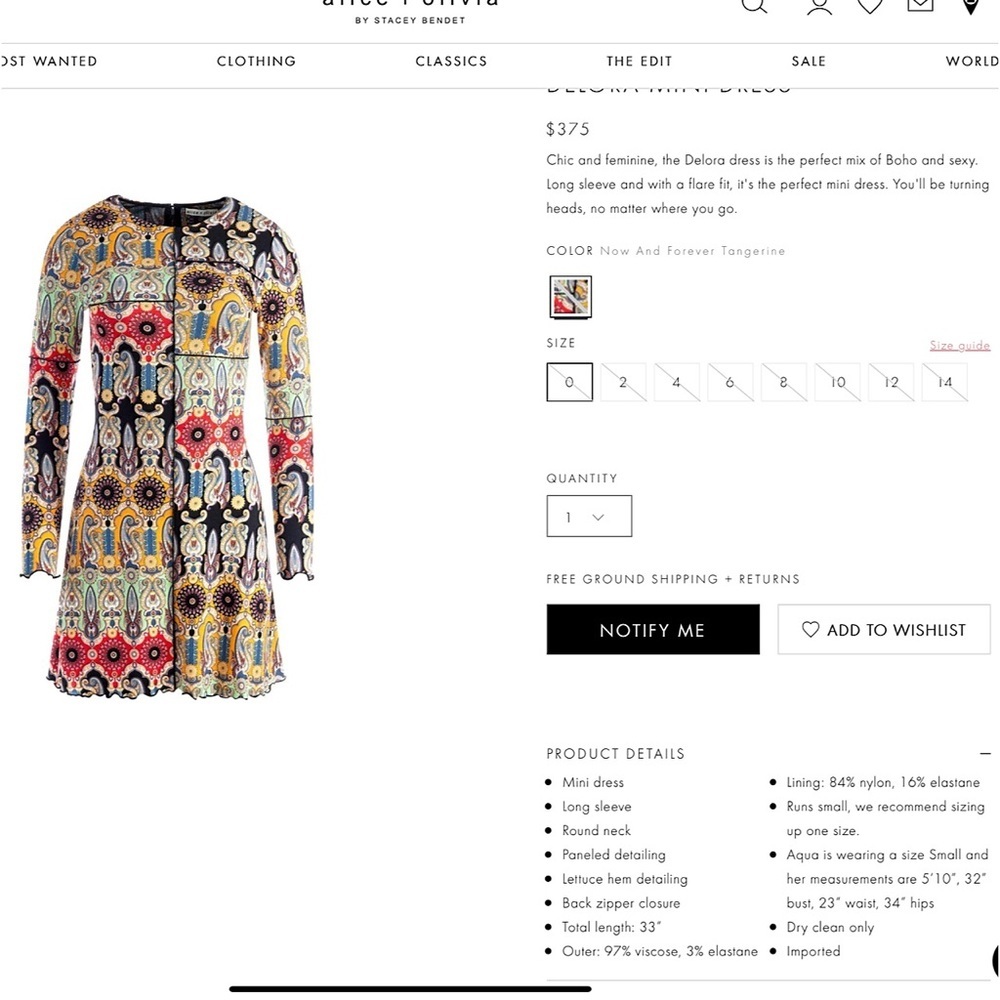 Alice + Olivia Delora Boho Print Floral Paisley Mini Dress - Picture 3 of 16